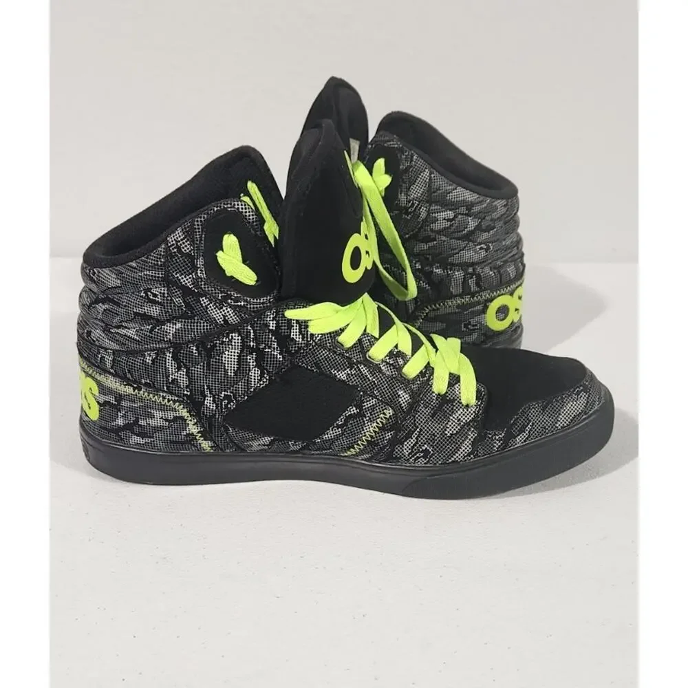 Osiris Shoes Clone Gry/Lime/Camo Size 11.5 Skater Sneakers